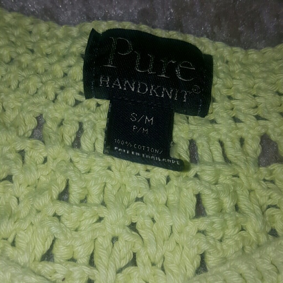 Hand Knit Sweater Lime Cardigan Sweater s/m - Picture 4 of 5